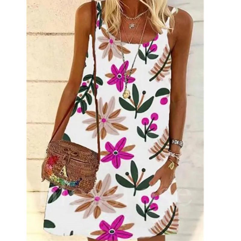 Casual Dresses Loose Large Size Fresh Vest Pullover Dress Selling 2021 Women's Summer Sleeveless Printed Skirt