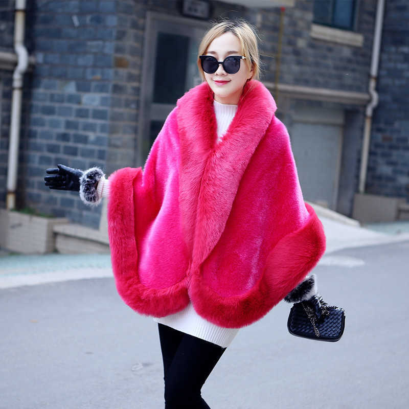Winter Ladies' Genuine Knitted Mink Fur Shawls Fox Fur Collar Women Fur Pashmina Wraps Bridal Cape Coat Jacket Y0829