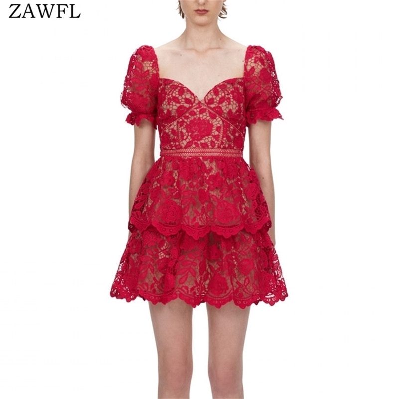 Fashion Runway Design High Quality Hollow Out Lace Dress Women Short Sleeve Summer Vestidos 210603, Picture color
Fashion Runway Design High Quality Hollow Out Lace Dress Women Short Sleeve Summer Vestidos 210603, Picture color