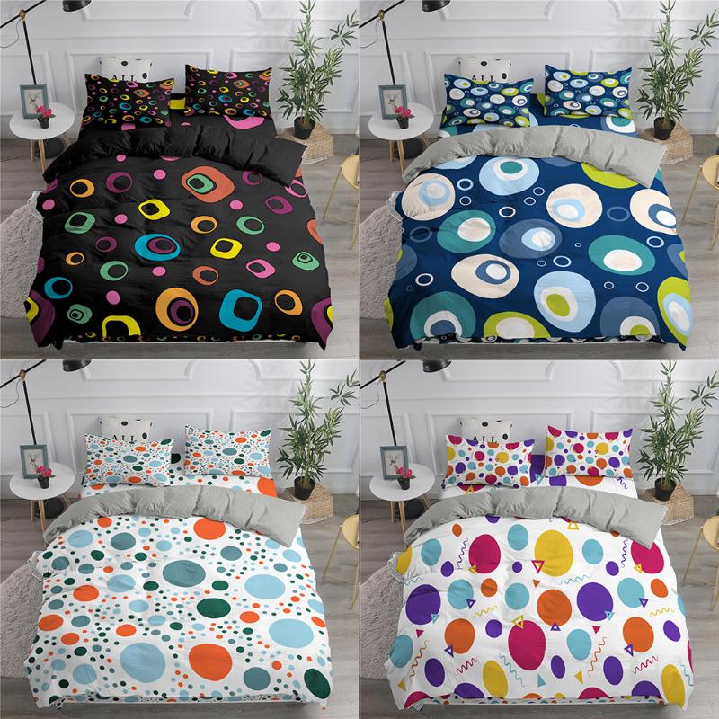 Colorful Dots Pattern Printed Bedding Set Nordic Geometry 240/220 Duvet Cover With Pillowcase Queen King Bed Linen NO Sheet Sets