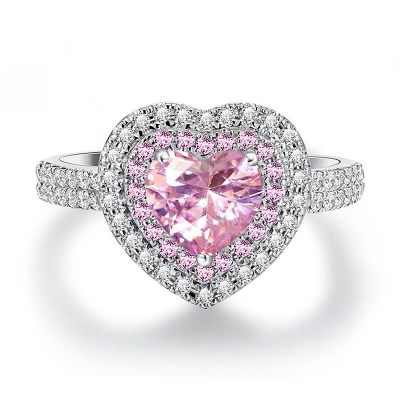 Women Fashion Charm Ring with Side Stones Pink Heart Shaped Zirconia Rings Vacation Shiny Party Jewelry
Women Fashion Charm Ring with Side Stones Pink Heart Shaped Zirconia Rings Vacation Shiny Party Jewelry