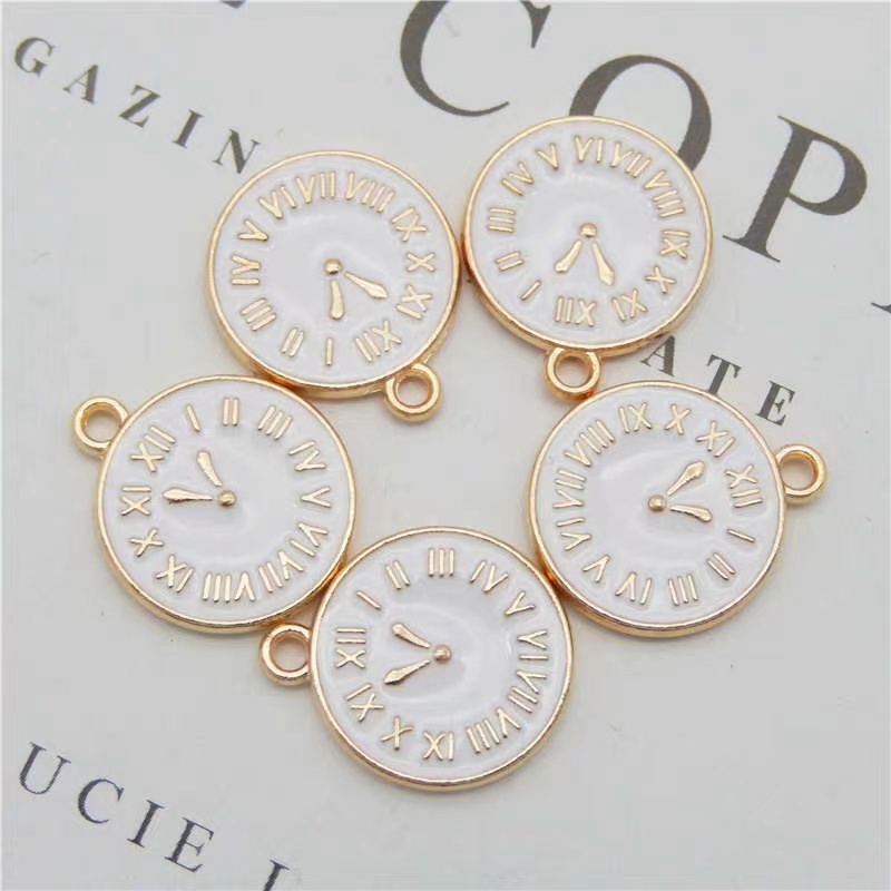 20pcs/lot Fashion Drip Oil Clock Horologe Enamel Pendant Charms Alloy Fit for Bracelet Earring DIY Jewelry Accessories