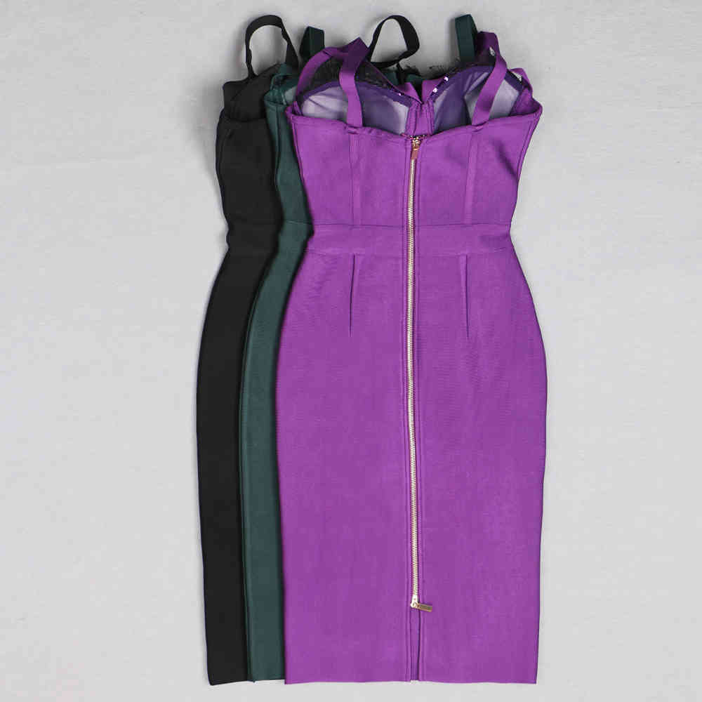 Fashion Winter Women Sexy V-Neck Sequined Spaghetti Belt Bodycon Bandage Dress Celebrity Runway Party Vestidos 210525