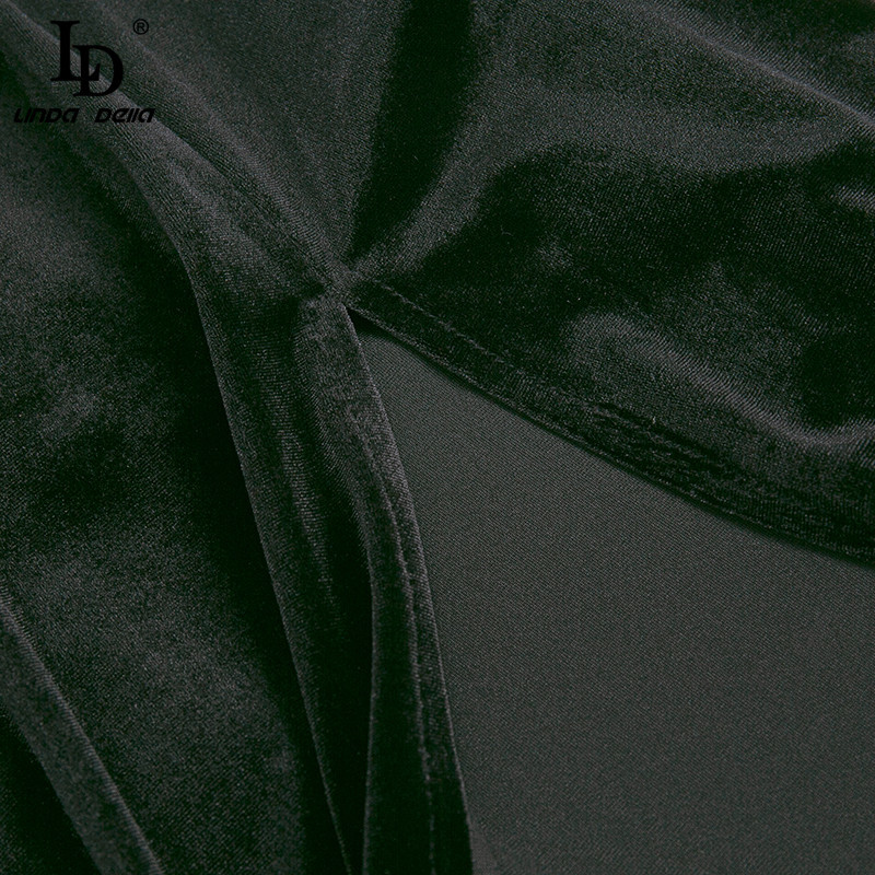 Fashion Runway Summer Black Elegant Velvet Dress Women Long sleeve High Waist Party Vintage Midi Vestidos 210522