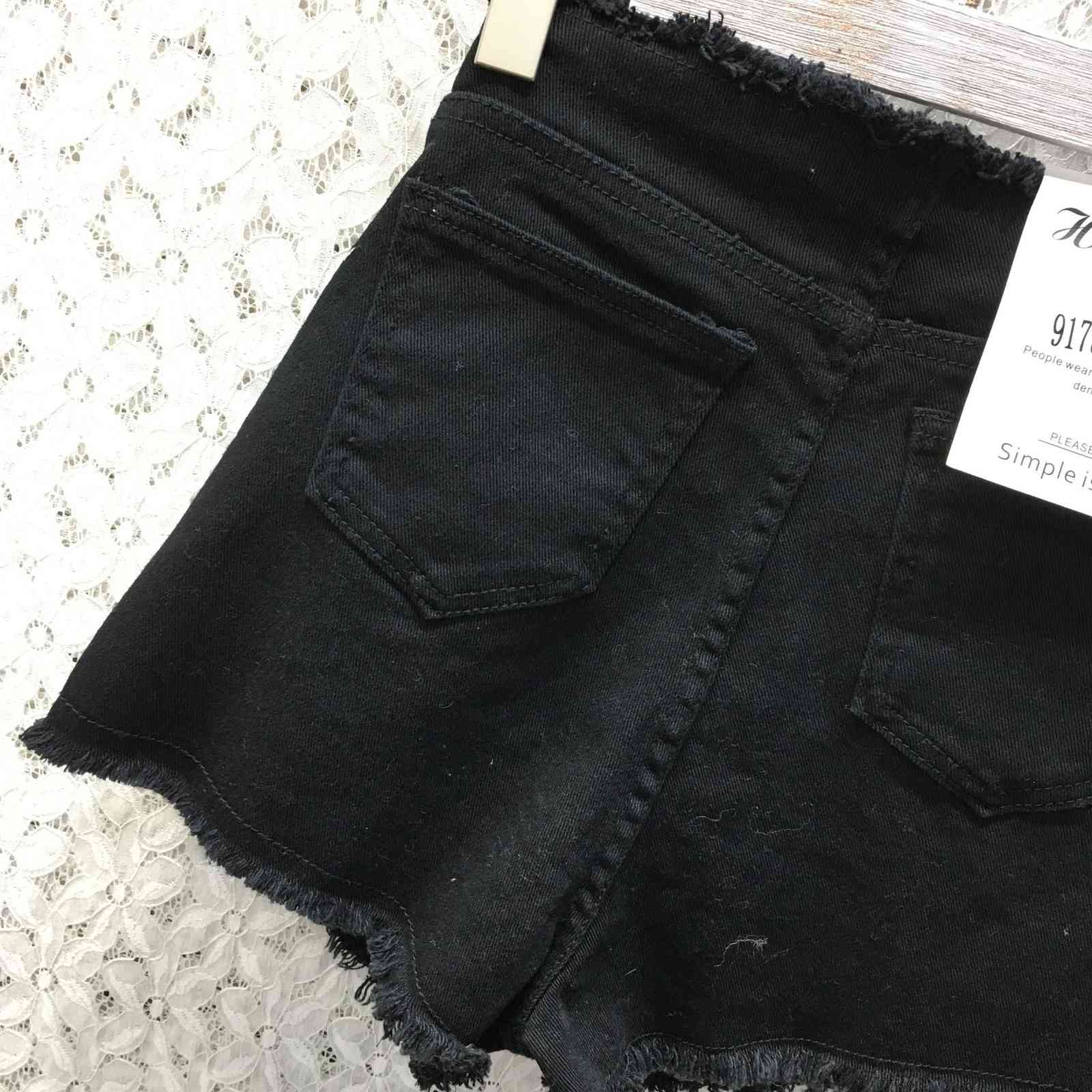 [DEAT] Solid High Waist Cross Bandage Zipper Rough Edge Jeans Short Hot Pants Streetwear New Fashion Tide Summer GX816 210428