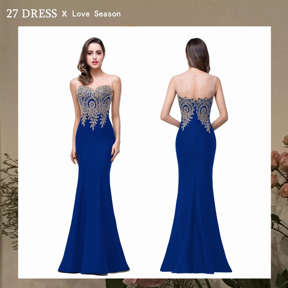 24H Ship Elegant Appliques Lace Royal Blue Bridesmaid Dresses Cheap Wedding Party Dress De Soiree Robe Demoiselle Dhonneur Cps262