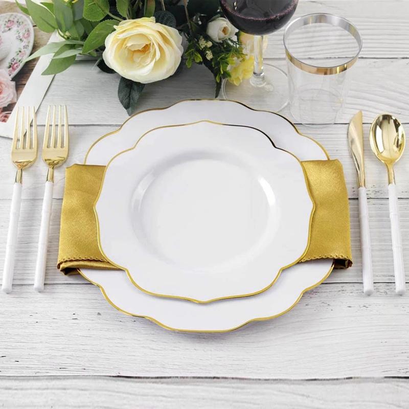 Dishes & Plates 50-Piece Disposable Tableware Bronzing Lace-Shaped Plastic Plate Set Birthday Wedding Party Supplies, White
Dishes & Plates 50-Piece Disposable Tableware Bronzing Lace-Shaped Plastic Plate Set Birthday Wedding Party Supplies, White