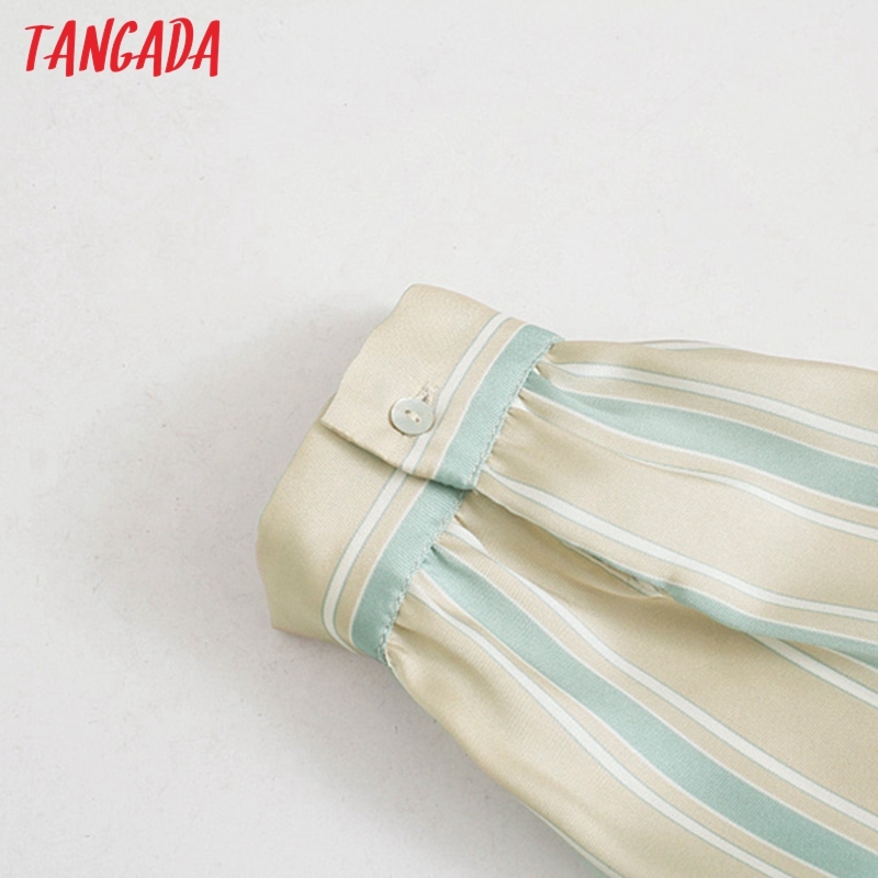 Fashion Women Striped Print Shirt with Bow Long Sleeve High Street Ladies Midi Dress 5Z84 210416