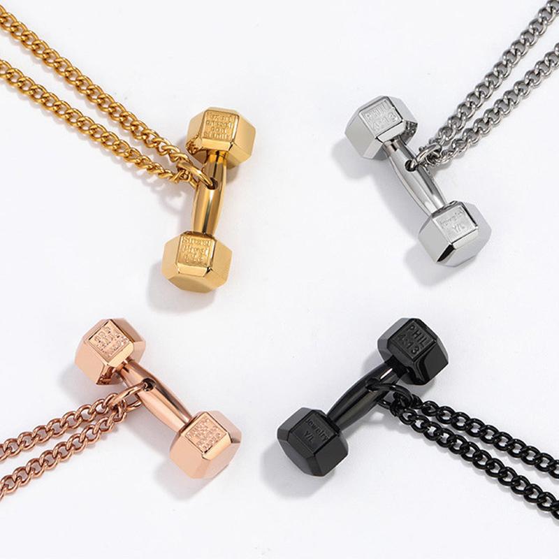 Pendant Necklaces Black Necklace Men Fitness Dumbbell Stainless Steel Chain Women Fashion Gold Sport Jewelry On The Neck, Silver
Pendant Necklaces Black Necklace Men Fitness Dumbbell Stainless Steel Chain Women Fashion Gold Sport Jewelry On The Neck, Silver