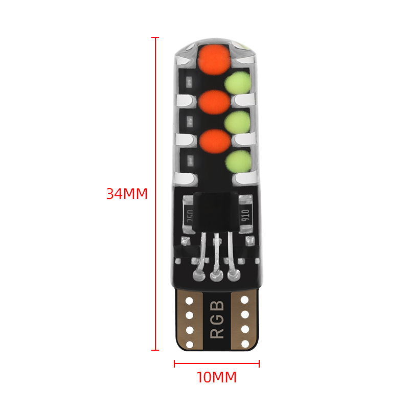 12V T10 W5W Car Dome Reading Light Automobiles Wedge Lamp Motorcycle RGB LED Bulb With Remote Controller Flash/Strobe