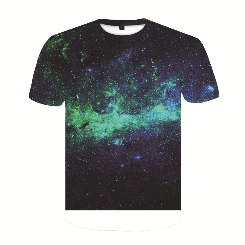Summer 3D Printed Men's T-shirt Casual Round Neck Short Sleeve Men T-Shirt Fashion Starry Sky Harajuku Hip Hop Tee Tops 210507