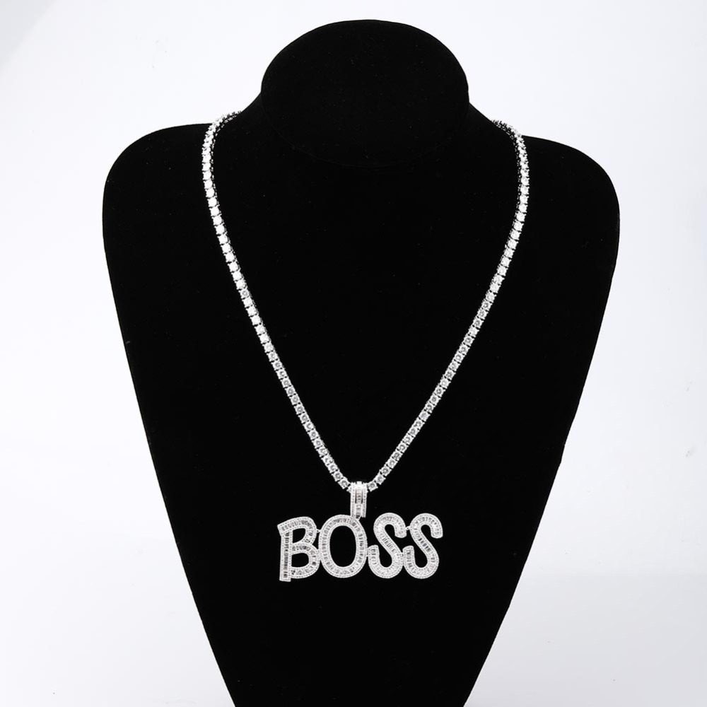 Custom Name Letters Customized Necklaces Iced Out Chain Pendants Charms Zircon Hip Hop Jewelry with Gold Silver 20inch Tennis Chain Rock Punk Party fo