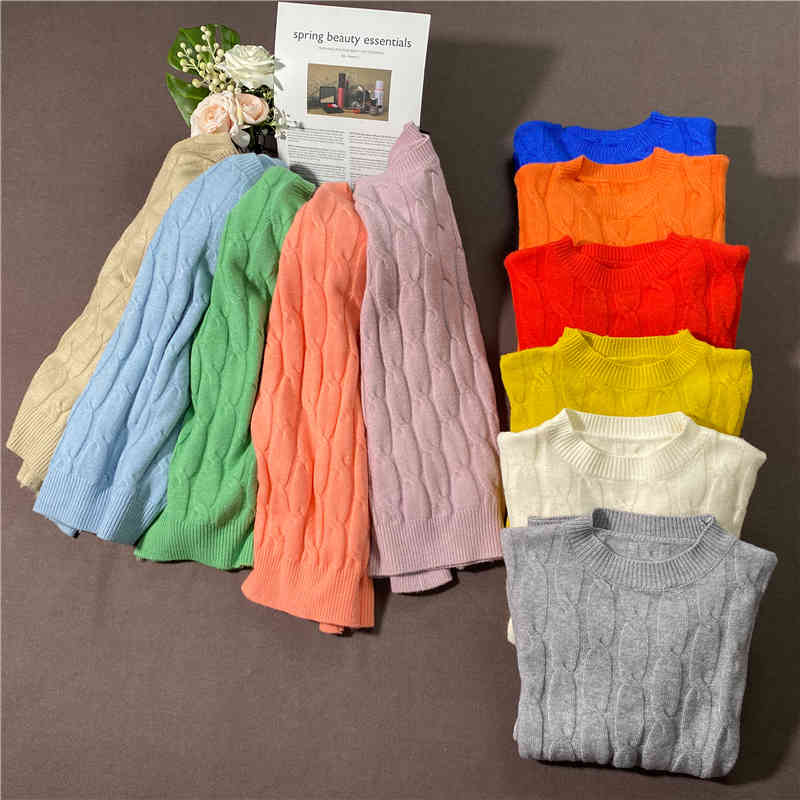 Colorfaith New Autumn Winter Women's Sweaters Pullovers Warm Minimalist Korean Elegant Pink Solid Ladies Jumpers SW1063JX 210413