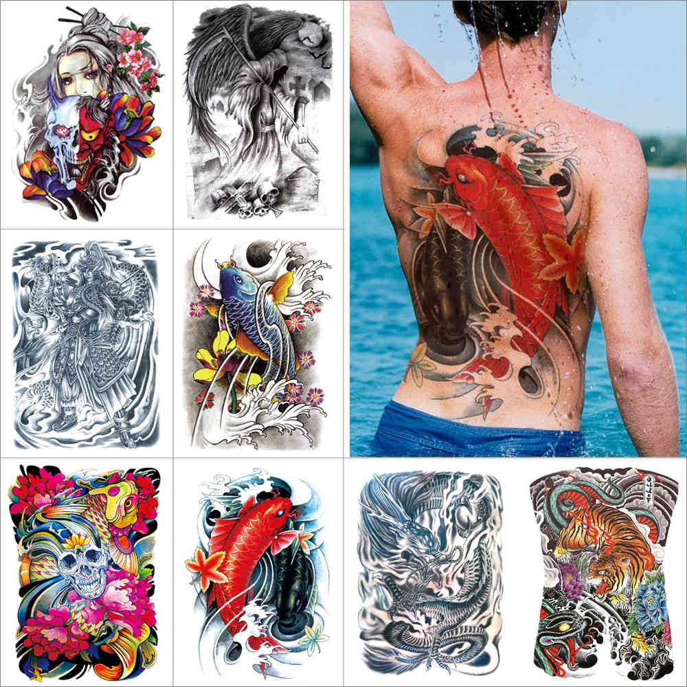 Full Temporary sticker Large fake joss dragon fish skull Waterproof tattoo for men and women body back
Full Temporary sticker Large fake joss dragon fish skull Waterproof tattoo for men and women body back