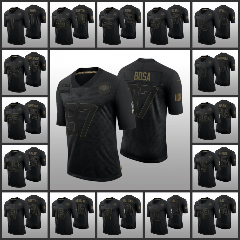 San Francisco's 49ers's Jersey Men Women Youth #25 Richard Sherman 97 Nick Bosa 85 George Kittle Custom Black Salute to Service Limited
San Francisco's 49ers's Jersey Men Women Youth #25 Richard Sherman 97 Nick Bosa 85 George Kittle Custom Black Salute to Service Limited