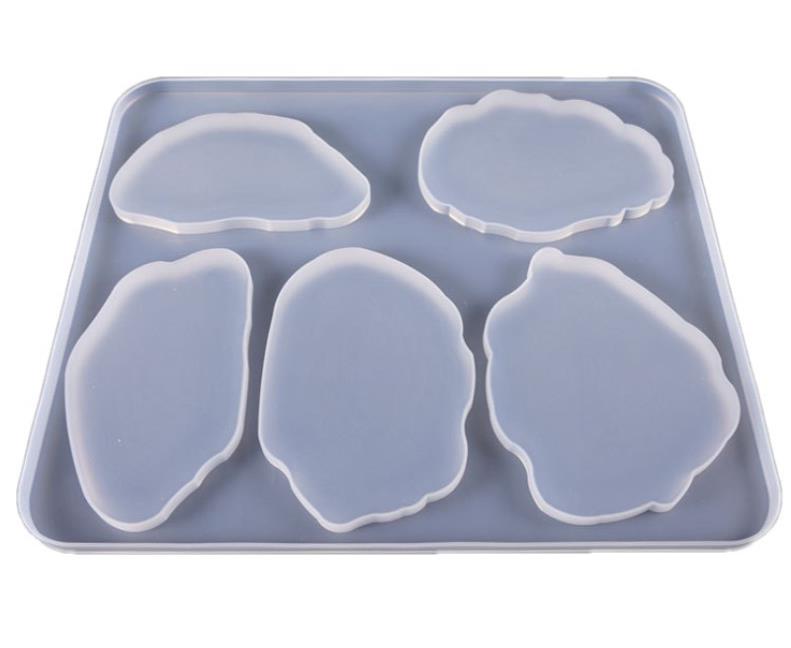 Agate Coaster Molds Silicone Moulds 5 Cavity Flexible Translucence UV Resin Mold DIY Table Decoration Making Tools GGA4639 Free shipping