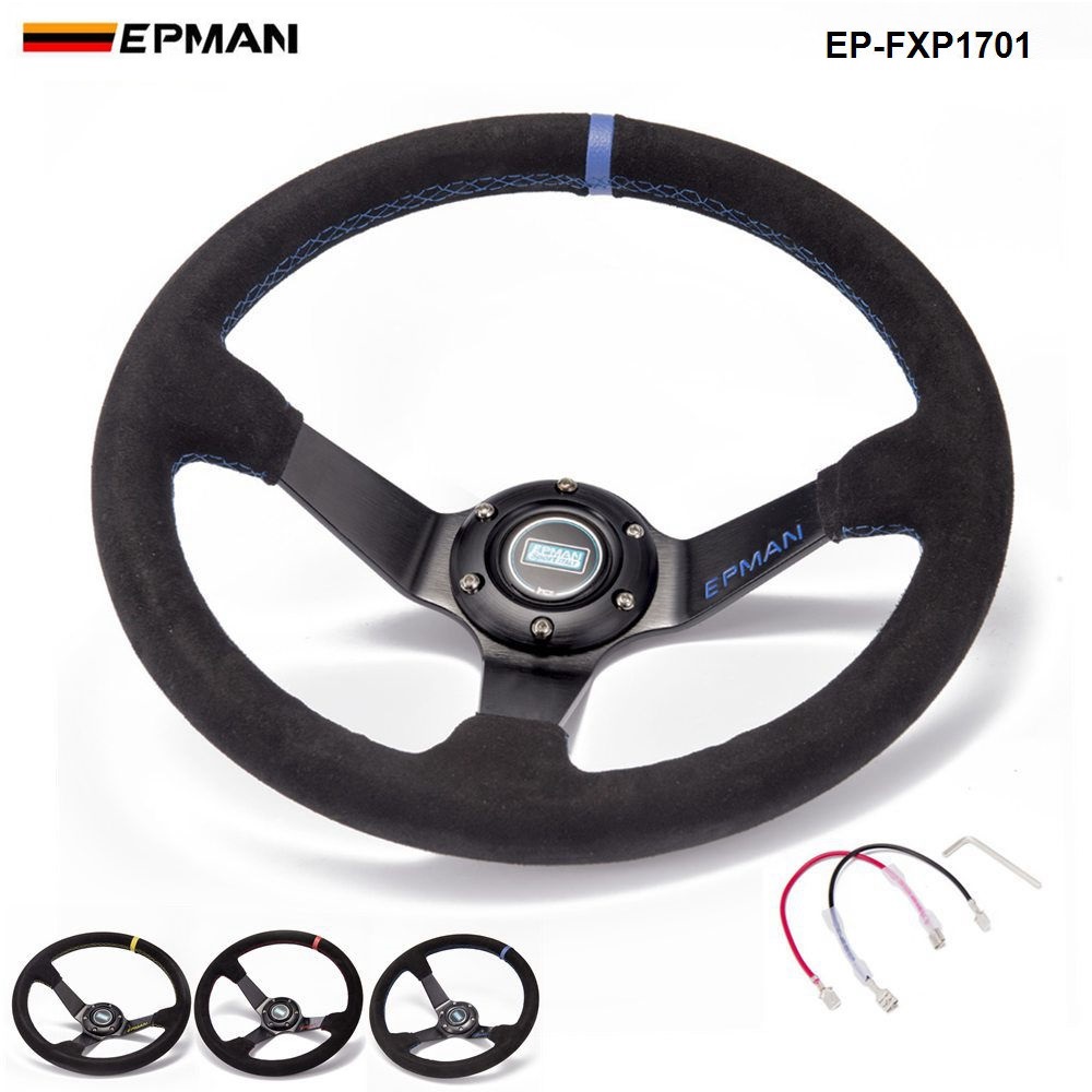 EPMAN -NEW Auto 350mm Deep Dish Drift Racing Steering Wheel Suede leather With Horn Button EP-FXP1701
EPMAN -NEW Auto 350mm Deep Dish Drift Racing Steering Wheel Suede leather With Horn Button EP-FXP1701
