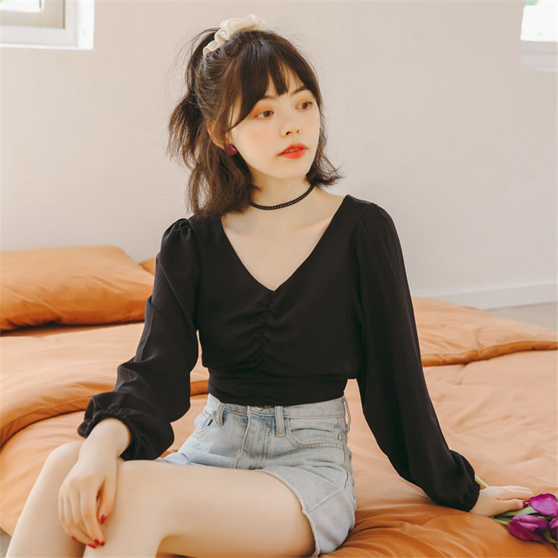 Chic Pleated Cute Blouses Sweet Slim Loose Korean Style Feminine Women Elegant Fashion Gentle Shirts 210421