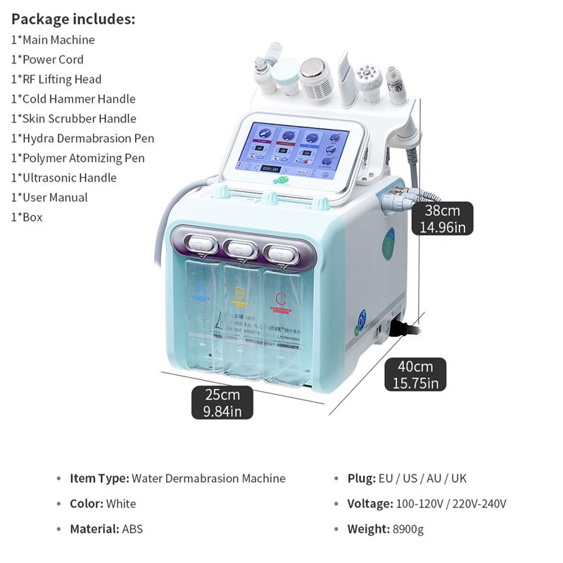 Upgraded Version 6 in 1 H2 O2 Hydrafacial Machine Dermabrasion Hydro Water Microdermabrasion Aqua Peeling RF Skin Scrubber Oxygen Spray
Upgraded Version 6 in 1 H2 O2 Hydrafacial Machine Dermabrasion Hydro Water Microdermabrasion Aqua Peeling RF Skin Scrubber Oxygen Spray