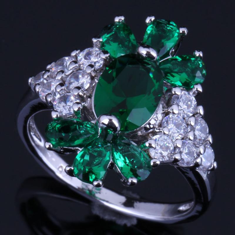 Cluster Rings Superior Plant Green Cubic Zirconia White CZ Silver Plated Ring V0633
Cluster Rings Superior Plant Green Cubic Zirconia White CZ Silver Plated Ring V0633