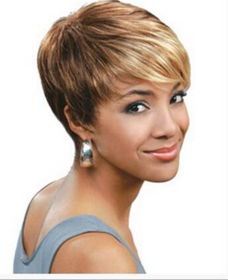 Elegant Short Synthetic Straight Brown Hairstyle Hightemperature Hair Wig for Women's Daily Life Cosplay