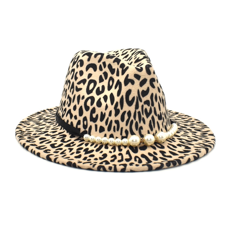 Wide Brim Hats Fashion Retro Leopard Print Pearl Jazz Top Hat Winter Imitation Woolen Ladies Versatile Fedora Panama 3608 Q2, Color mix
Wide Brim Hats Fashion Retro Leopard Print Pearl Jazz Top Hat Winter Imitation Woolen Ladies Versatile Fedora Panama 3608 Q2, Color mix