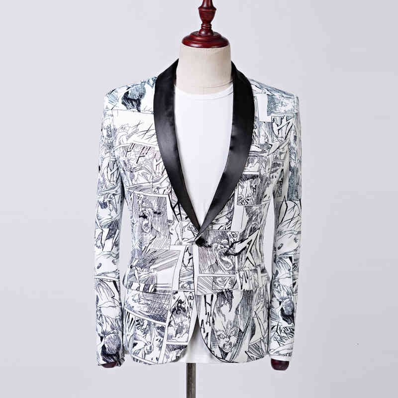Men's Suits & Blazers printed colorful studio suit host shawl jacket probation collar black blazer party, Multi
Men's Suits & Blazers printed colorful studio suit host shawl jacket probation collar black blazer party, Multi