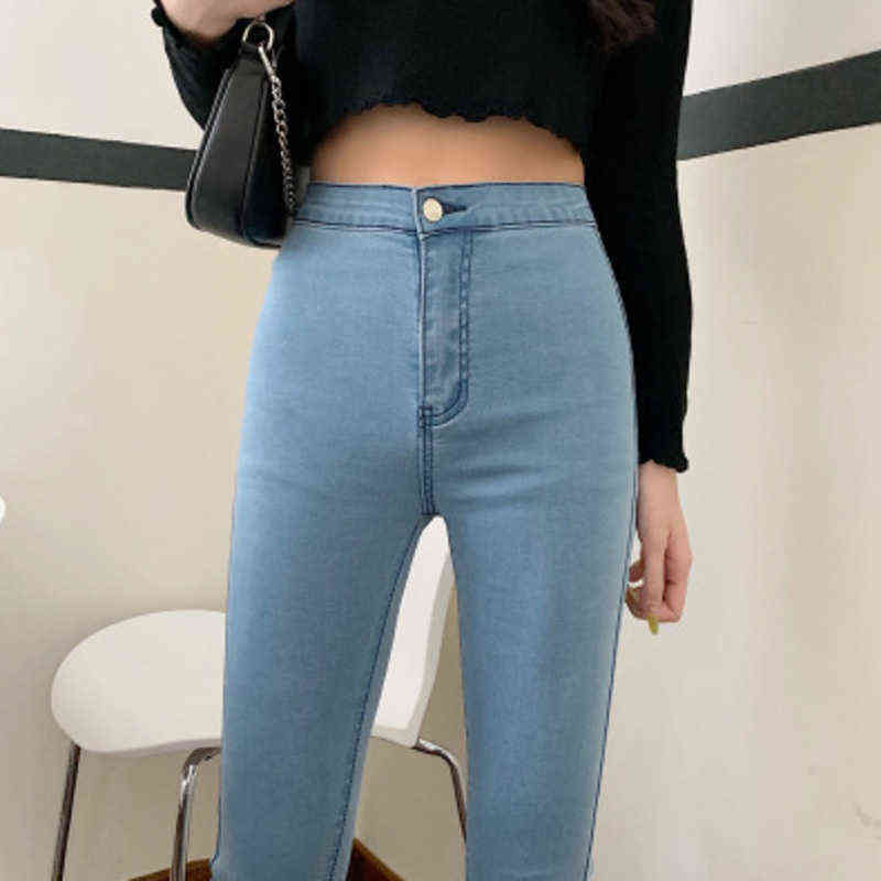 Slim Jeans For Women Skinny High Waist Woman Denim Pencil Pants Stretch Waist Slim Female Trousers Multi-size Spring Autumn 211112