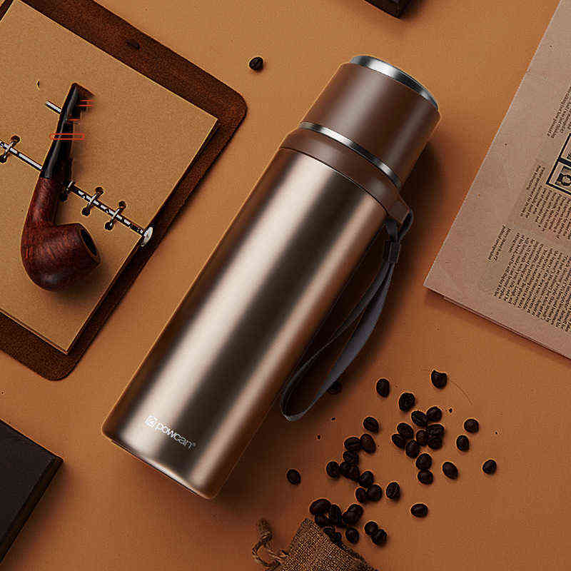 6color 500/800/1000ML High Quality Outdoor Stainless Steel Termos Large Capacity Thermo Coffee Mug Cup Water Bottle Thermos 211109