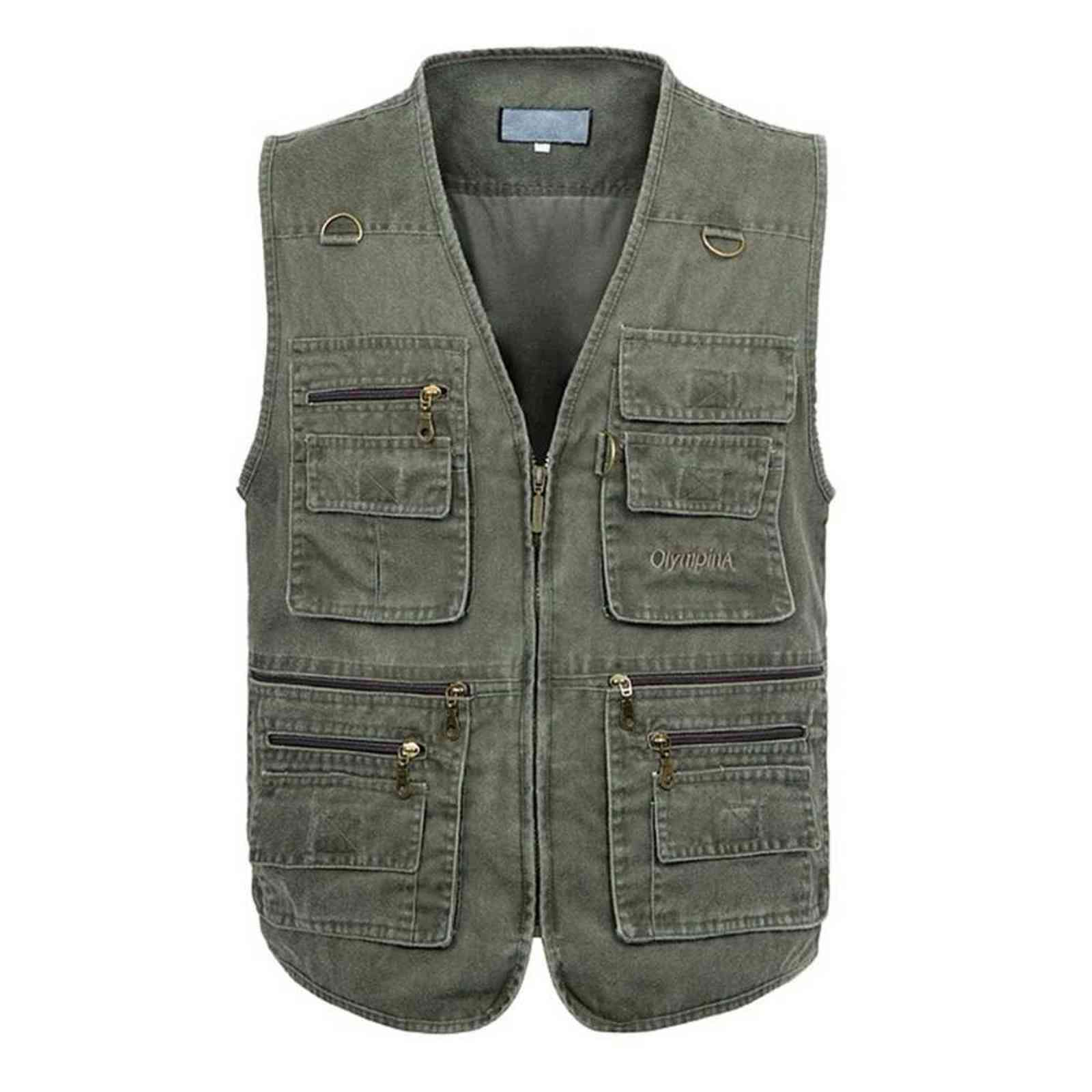 8XL 9XL 10XL Male Casual Summer Big Size Cotton Sleeveless Vest With Many 16 Pockets Men Multi Pocket Pograph Waistcoat 211111