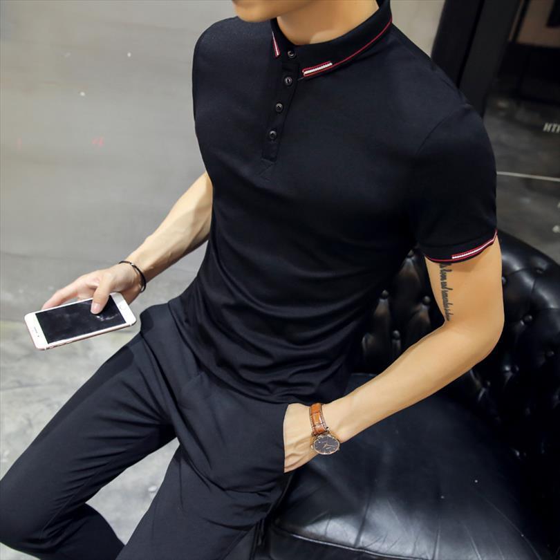 korean spring summer mens polos short sleeve shirts clothing simple stripe collar slim fit casual homme black, White;black
korean spring summer mens polos short sleeve shirts clothing simple stripe collar slim fit casual homme black, White;black