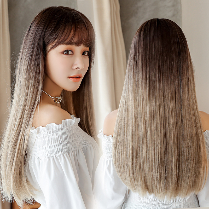 New Women Wig Korean Fashion Realistic Hair Long Straight Wig Jiafa Synthetic Wigs in Stock Wholesale, Long pink and purple three-color gradien
New Women Wig Korean Fashion Realistic Hair Long Straight Wig Jiafa Synthetic Wigs in Stock Wholesale, Long pink and purple three-color gradien