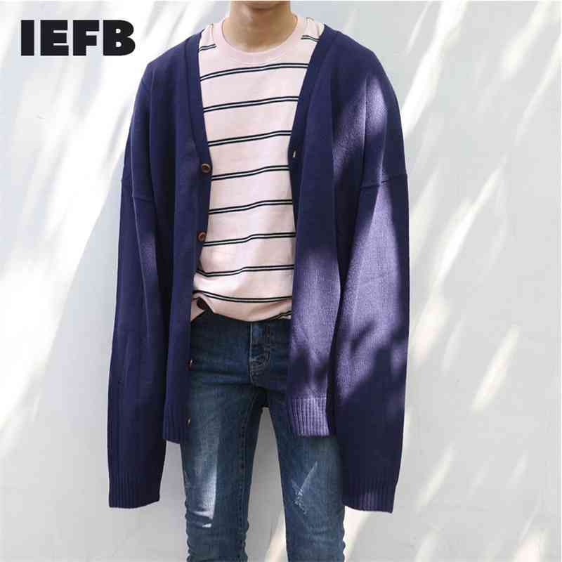 IEFB Men's Knitted Cardigan Sweater Korean Style Fashion Loose Thick Solid Color Fashionable Male's Vintage Coat Tops 9Y3268 210524, Blue 1
IEFB Men's Knitted Cardigan Sweater Korean Style Fashion Loose Thick Solid Color Fashionable Male's Vintage Coat Tops 9Y3268 210524, Blue 1