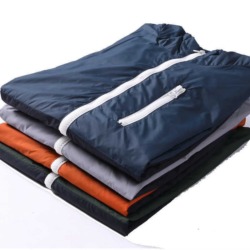 Windbreaker Men Casual Spring Autumn Lightweight Jacket Arrival Hooded Contrast Color Zipper up Jackets Outwear 211110