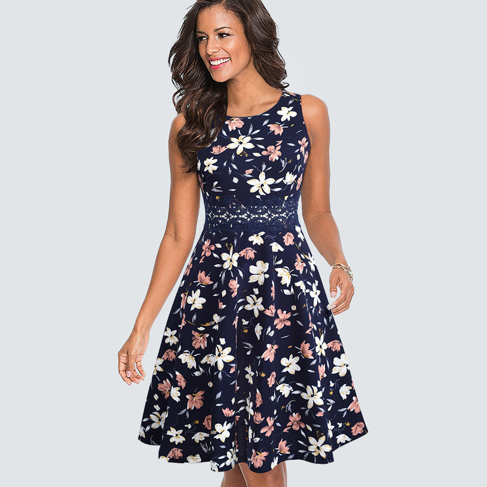 Women Vintage Casual Round Neck A line Summer Elegant Floral Lace Patchwork Sleeveless Tunic Party Swing Dress HA079, Navy
Women Vintage Casual Round Neck A line Summer Elegant Floral Lace Patchwork Sleeveless Tunic Party Swing Dress HA079, Navy