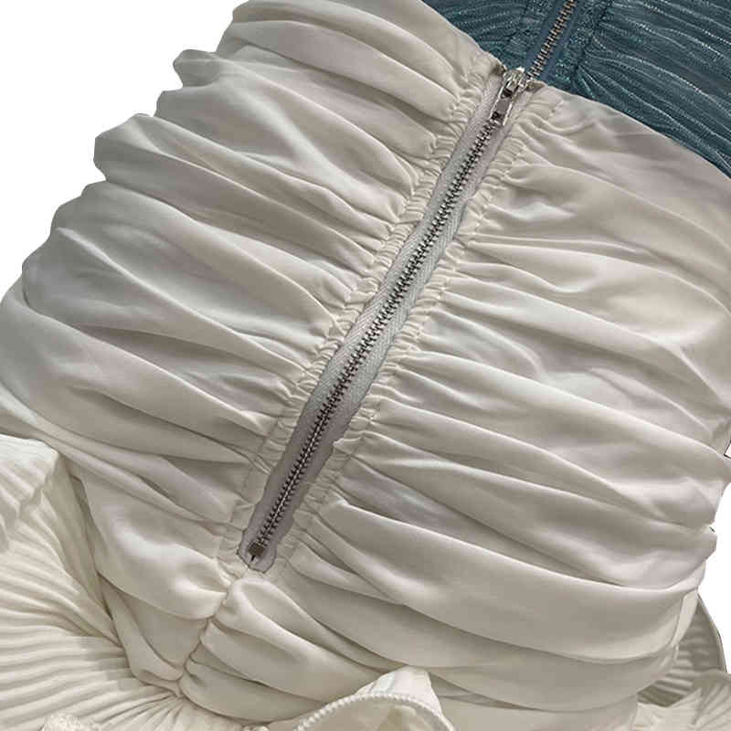 Casual White Skirt For Women High Waist Patchwork Asymmetrical Ruched Mini Skirts Females Summer Fashion Style 210521