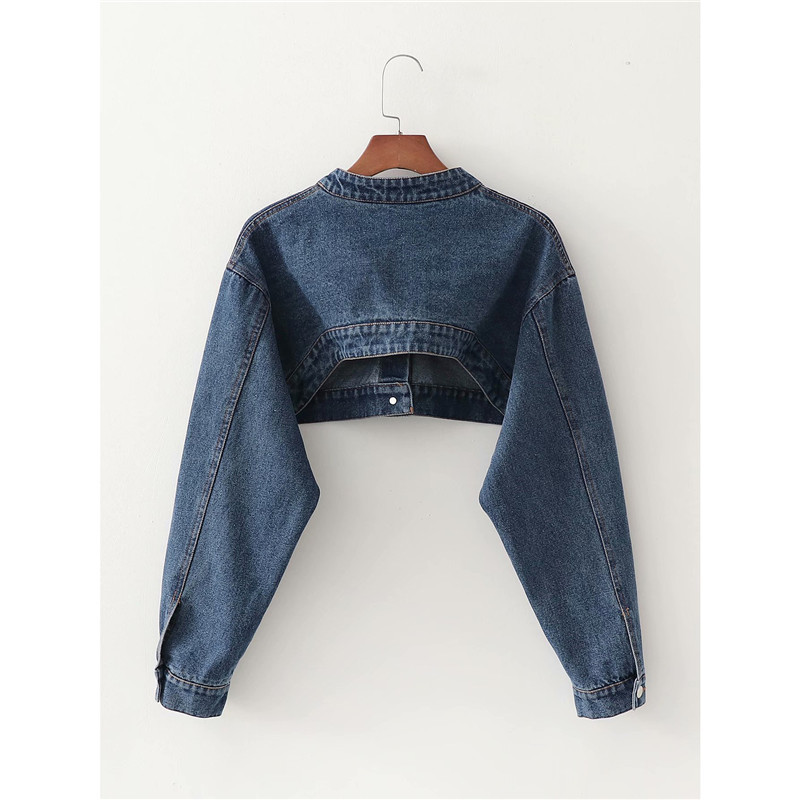 Evfer Autumn Streetwear Women Blue Denim Short Jackets Female Fashion Long Sleeve Single Breasted Cotton Outwear Jacket 210421
