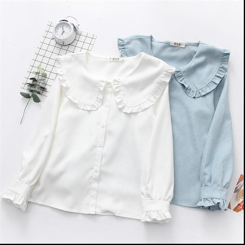 korean spring girl cute sweet womens shirts ruffles peter pan collar solid color casual blouse female pz2000, White
korean spring girl cute sweet womens shirts ruffles peter pan collar solid color casual blouse female pz2000, White