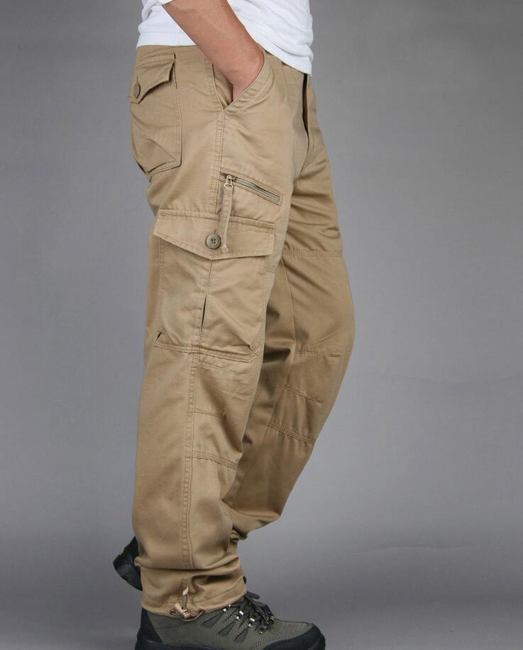 Men Cargo Pants Multi Pockets Military Tactical Outwear Streetwear Army Straight Slacks Casual Long Trousers Men's