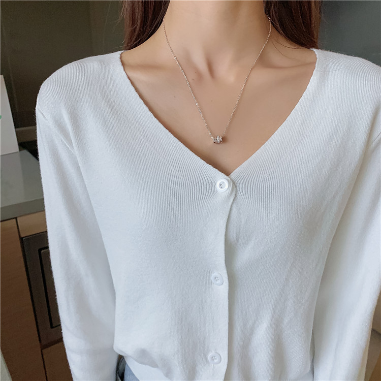 V-neck Single-breasted Knitted Cardigan Sweater Women Full Sleeve Solid Casual Fashion Vintage Ladies Tops Cardigans Femme 210514