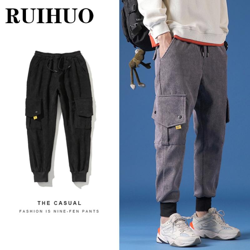 Men's Pants RUIHUO 2021 Corduroy Cargo Men Trousers Casual Joggers Sweatpants Hip Hop Streetwear Male Plus Size M-5XL, Black
Men's Pants RUIHUO 2021 Corduroy Cargo Men Trousers Casual Joggers Sweatpants Hip Hop Streetwear Male Plus Size M-5XL, Black