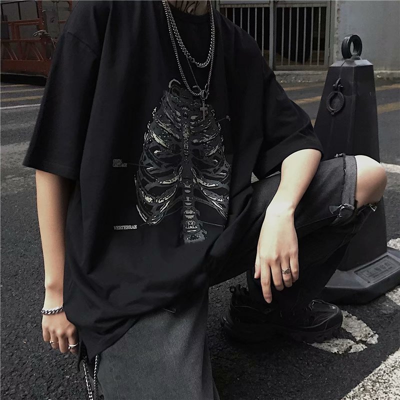 2021 dark wind ins trend couple high street mourning print loose lazy short sleeve men's and women's T-shirt, White
2021 dark wind ins trend couple high street mourning print loose lazy short sleeve men's and women's T-shirt, White