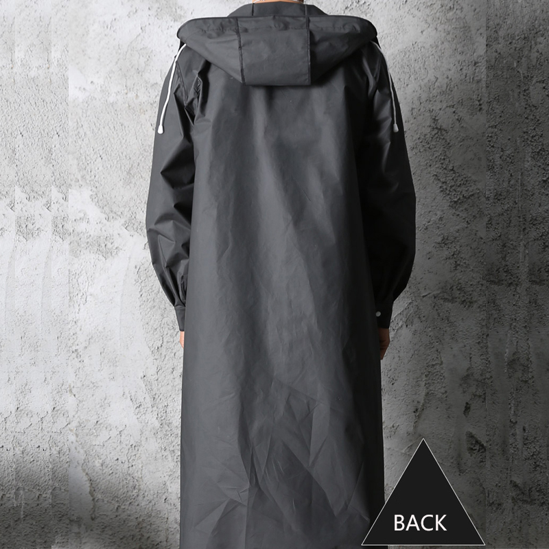 Black Fashion Adult Waterproof Long Raincoat Women Men Rain coat Hooded For Outdoor Hiking Travel Fishing