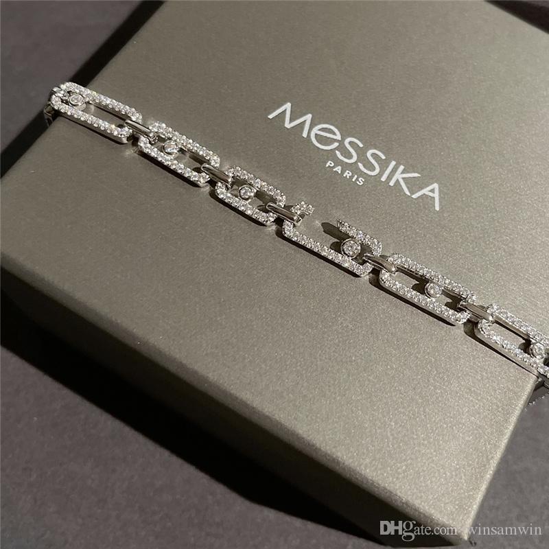 luxury designer jewelry women bracelets Messika brand Sterling Silver charm bracelet alloy diamond cuff bracciali gift Bracciale de donna or