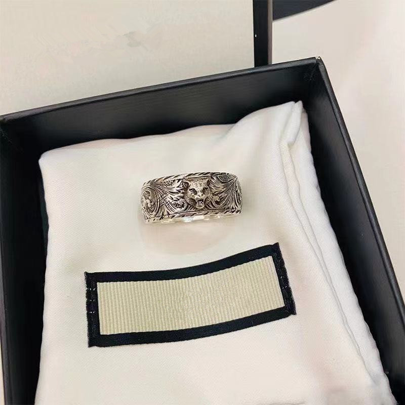 925 silver G letter retro tiger head relief rattan ring men's and women's fashion accessories
925 silver G letter retro tiger head relief rattan ring men's and women's fashion accessories