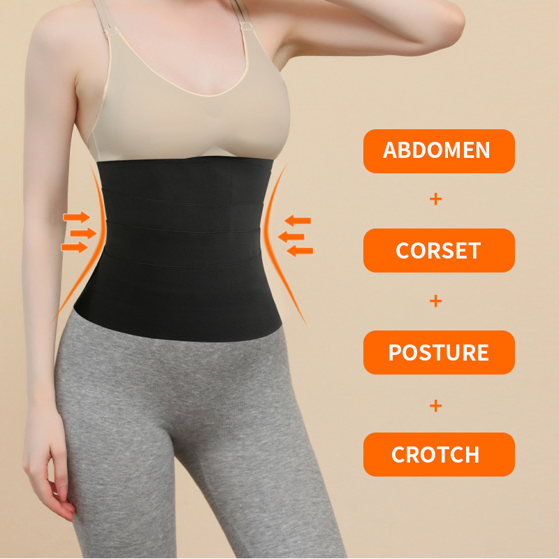 Snatch Me Up Bandage Waist Trainer Corset Stomach Tighten Tummy Wrap for Women Men Sweat Slimming Wraps Sauna Belt Body Support Long Torso Black Beige