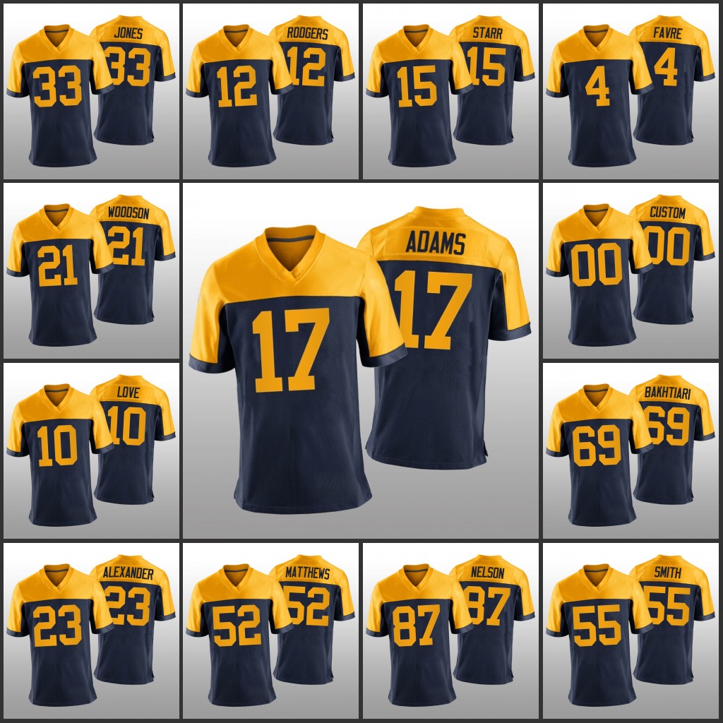 Green BayPackersMen Women Youth #12 Aaron Rodgers 17 Davante Adams 4 Brett Favre 87 Jordy Nelson 33 Aaron Jones Custom Navy New 2021 Throwback Jersey
Green BayPackersMen Women Youth #12 Aaron Rodgers 17 Davante Adams 4 Brett Favre 87 Jordy Nelson 33 Aaron Jones Custom Navy New 2021 Throwback Jersey