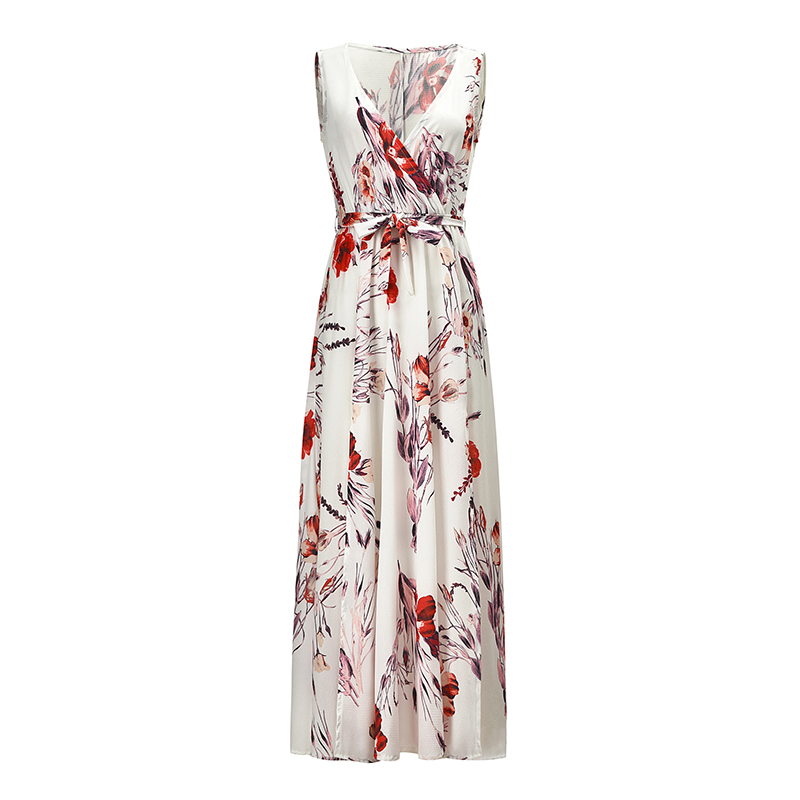 Paris Girl Summer Printed Chiffon Sleeveless Deep V Neck Dress Bohemian Holiday Beach Split Long Floor-Length Women 210524, White 
Paris Girl Summer Printed Chiffon Sleeveless Deep V Neck Dress Bohemian Holiday Beach Split Long Floor-Length Women 210524, White