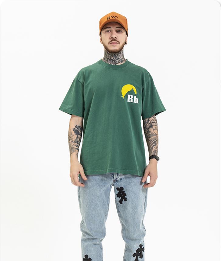 2021 Short Sleeve Unisex Rhude T Shirt Mountain And SUN Printed Gray Green Color Casual Style Clothes Summer Collection Oversize L XL Sale For Men Women
2021 Short Sleeve Unisex Rhude T Shirt Mountain And SUN Printed Gray Green Color Casual Style Clothes Summer Collection Oversize L XL Sale For Men Women