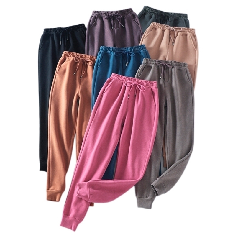 Tangada winter women woolen pants cargo strethy waist loose trousers joggers female sweat high quality 7M2 211115
